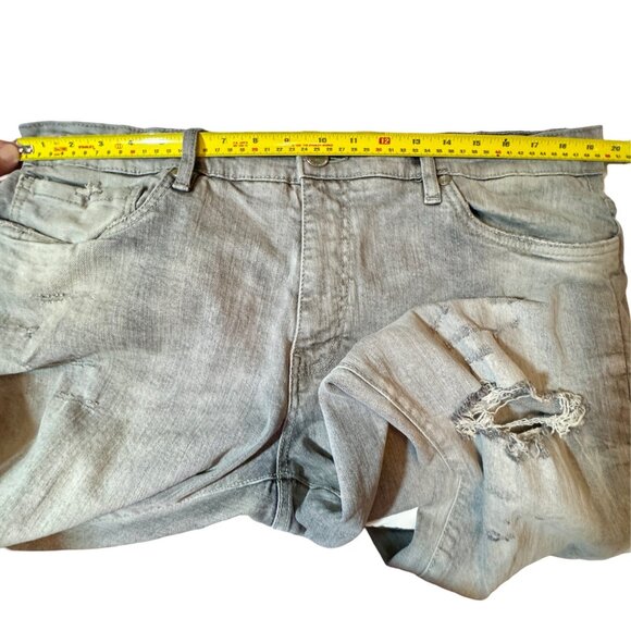 Jordan Craig Ross Mens Distressed Skinny Fit Jeans 40x32 Ripped Knees Frayed Hem - Picture 14 of 16
